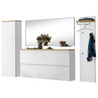 GARDEROBE 5-teilig  in 285/195/31 cm  - Weiss, Design, Glas/Holz (285/195/31cm)