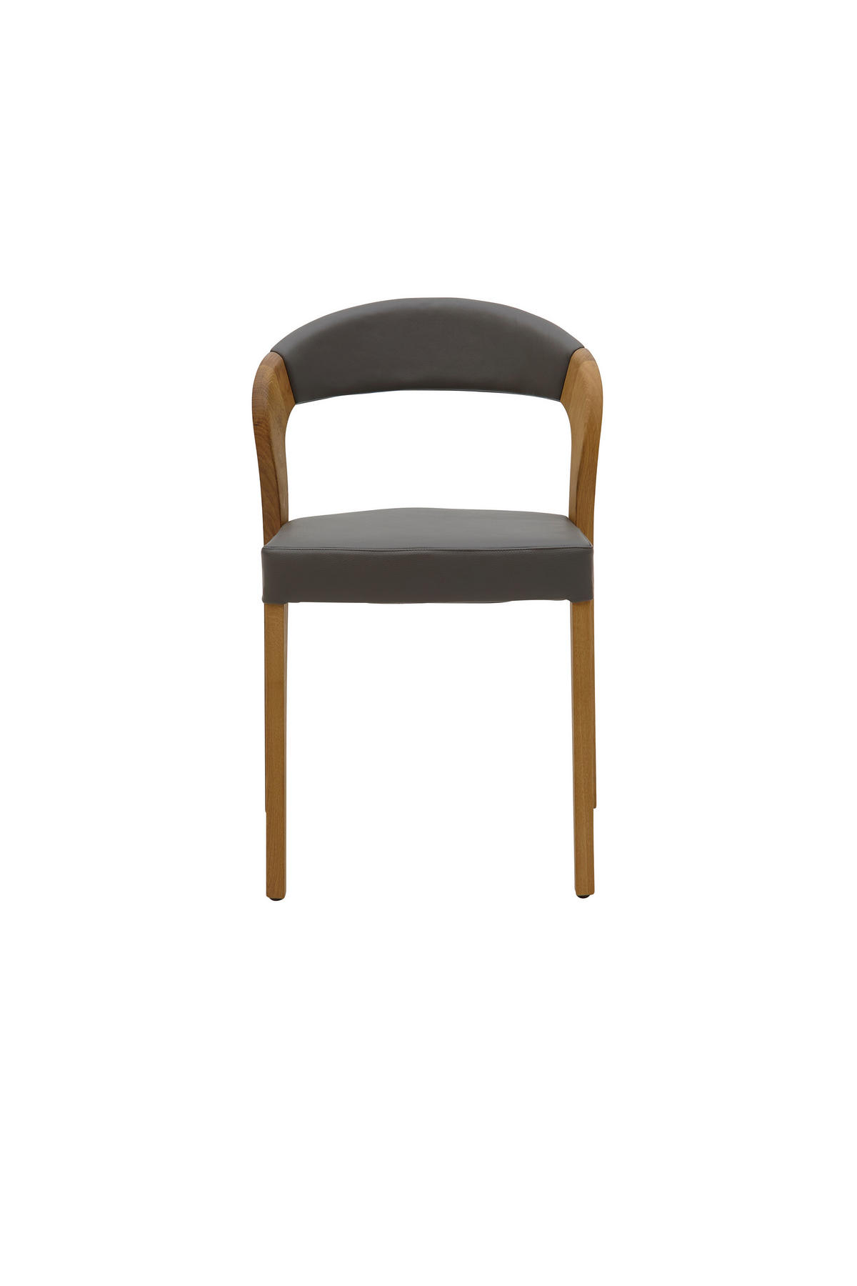 STUHL Echtleder pigmentiert  - Eichefarben/Dunkelgrau, Natur, Leder/Holz (55/79,5/55cm) - Voglauer