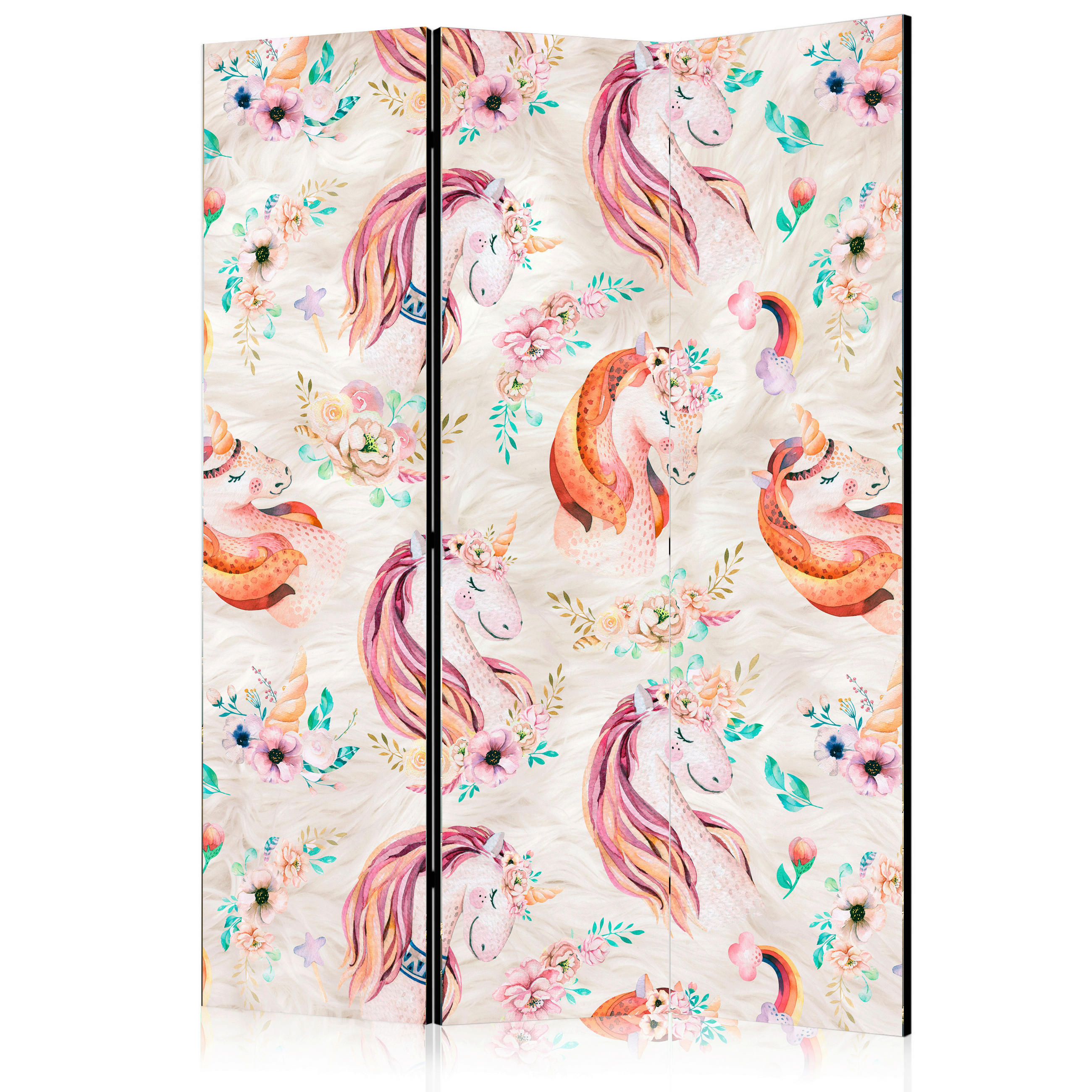 PARAVENT mit 3  Flügel - Multicolor, Basics, Holz/Textil (135/172/3cm) - artgeist