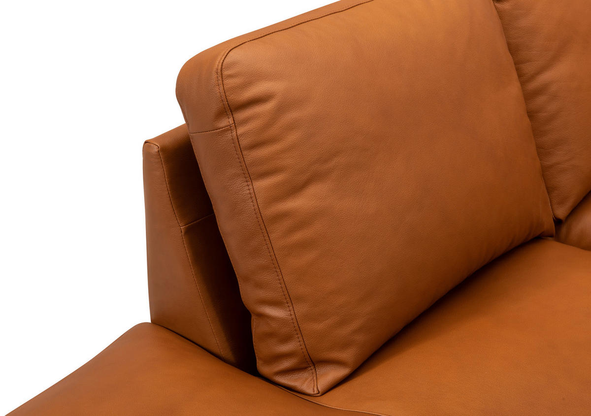SOFFA i brun  - kromfärg/brun, Modern, metall/läder (385/88/163/210cm) - Welnova
