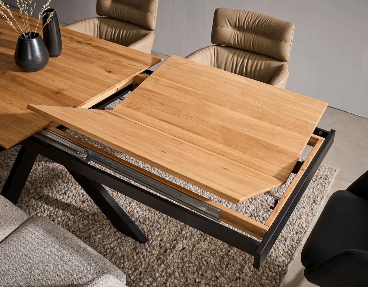 ESSTISCH Wildeiche rechteckig  ausziehbar  - Wildeiche/Schwarz, Design, Holz/Metall (200-285/100/75cm) - Valdera