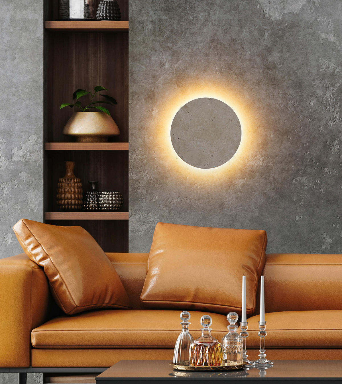 LED-WANDLEUCHTE Jillian 30/3,8 cm  - Naturfarben/Weiß, Natur, Stein/Metall (30/3,8cm)