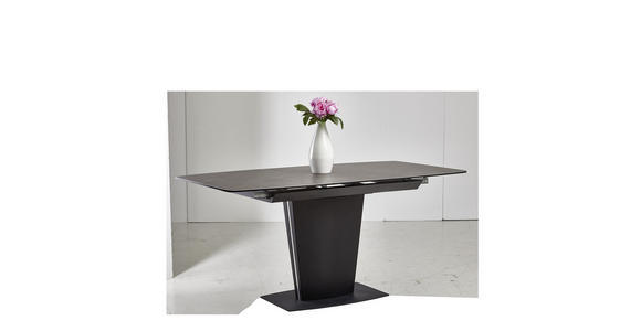 ESSTISCH in Metall, Glas, Keramik, Holzwerkstoff 120-160/85/76 cm - Schwarz/Grau, MODERN, Glas/Keramik (120-160/85/76cm) - Novel