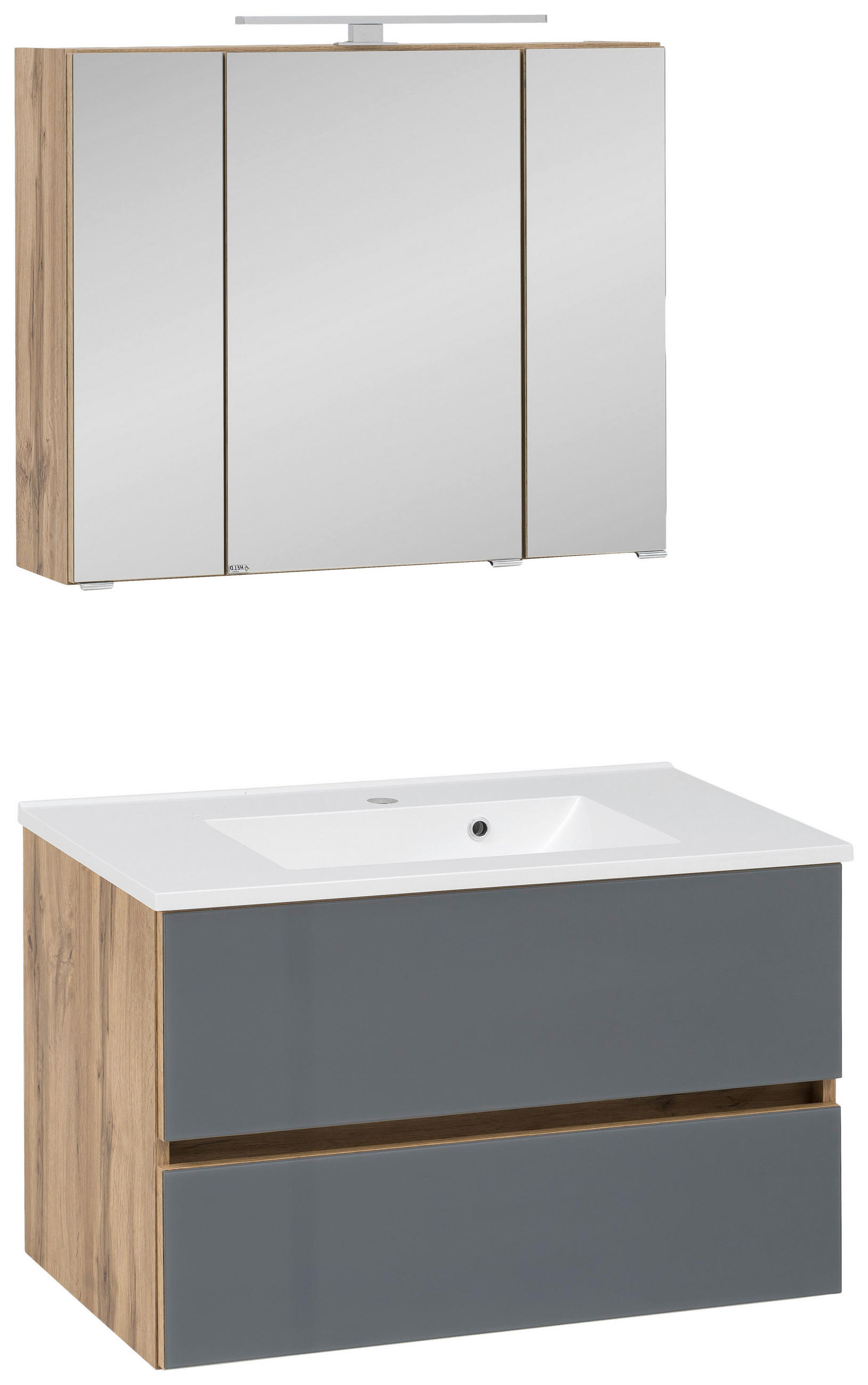 BADEZIMMER  in 80 cm  - Weiss/Eichefarben, Konventionell, Glas/Holzwerkstoff (80cm) - Held