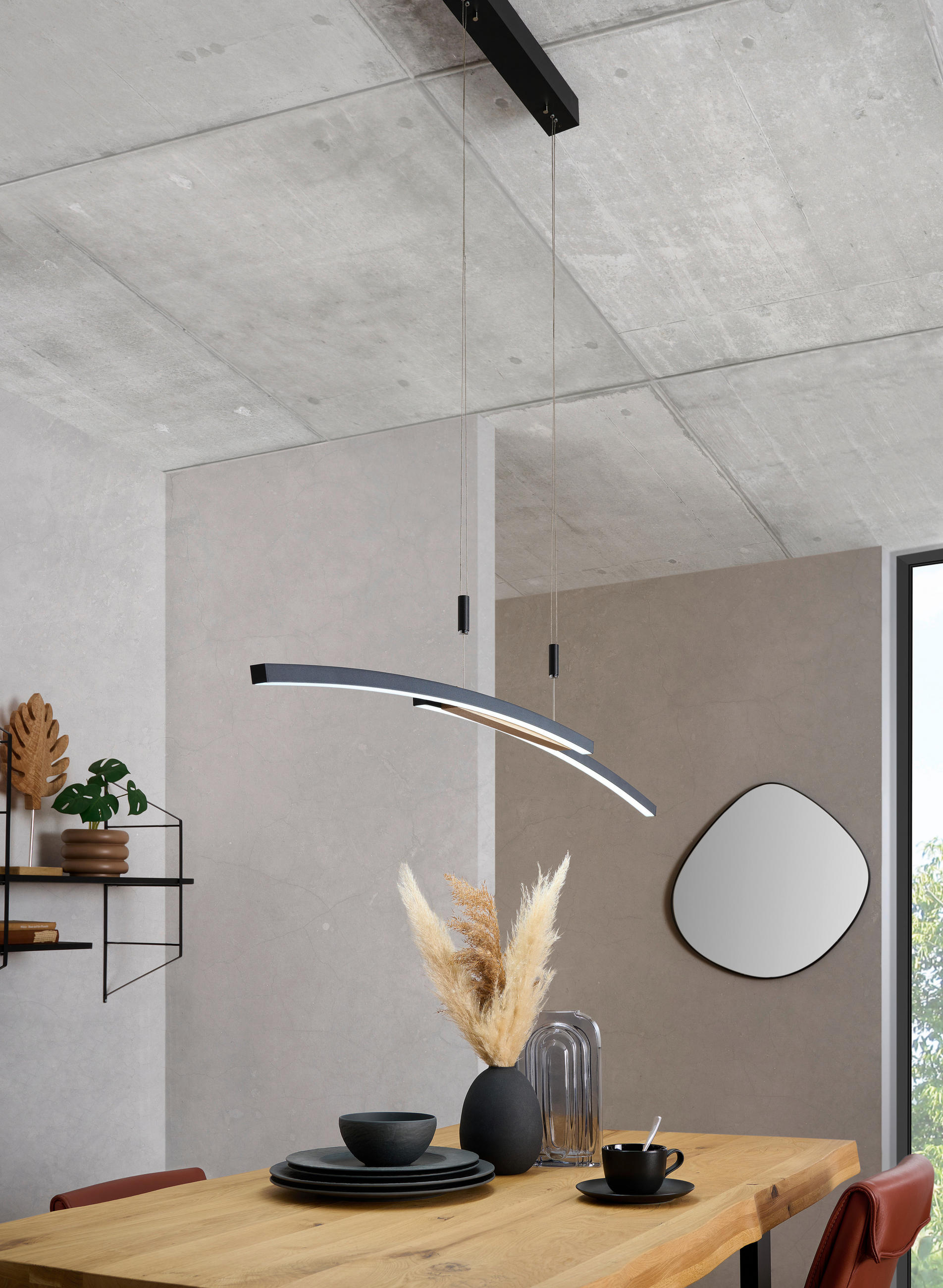 LED-HÄNGELEUCHTE 130/6,5/155 cm  - Schwarz, Basics, Holz/Metall (130/6,5/155cm) - Dieter Knoll