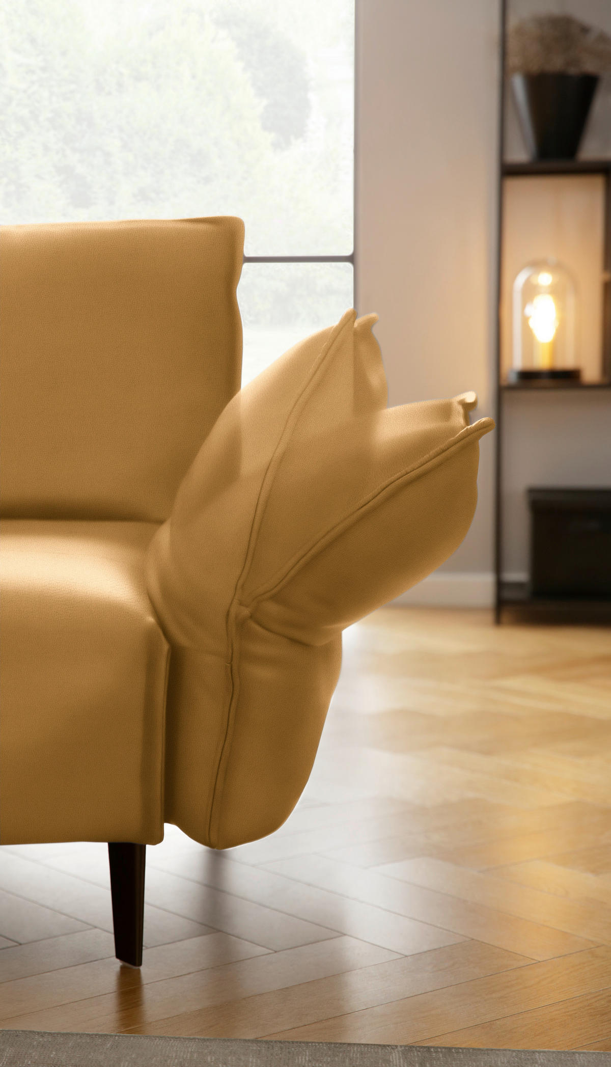 ECKSOFA in Echtleder Currygelb  - Currygelb/Schwarz, Design, Leder/Metall (272/340cm) - W.Schillig