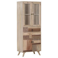 VITRINE  in massiv Mangoholz Braun  - Klar/Messingfarben, Design, Glas/Holz (70/180/42cm) - Landscape