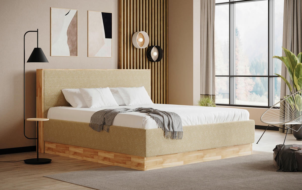 KÁRPITOZOTT ÁGY 180/200 cm  zöld  - fekete/zöld, Basics, faalapú anyag/textil (180/200cm) - Carryhome