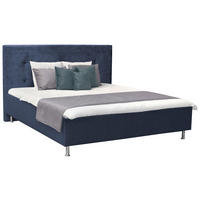 POLSTERBETT Dunkelblau 160/200 cm  - Chromfarben/Dunkelblau, KONVENTIONELL, Kunststoff/Textil (160/200cm) - Ti'me