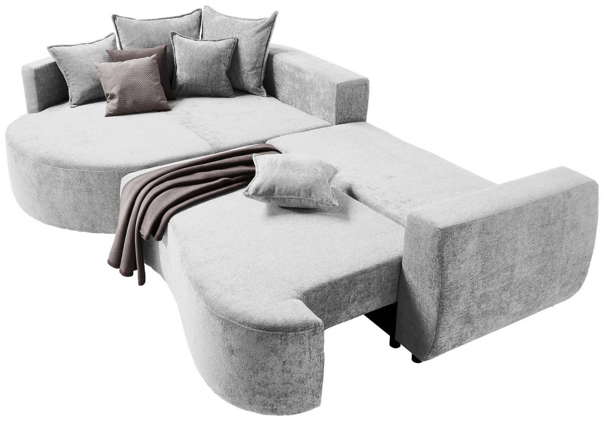 ECKSOFA in Chenille Hellgrau  - Hellgrau/Schwarz, Design, Kunststoff/Textil (194/307cm) - Carryhome