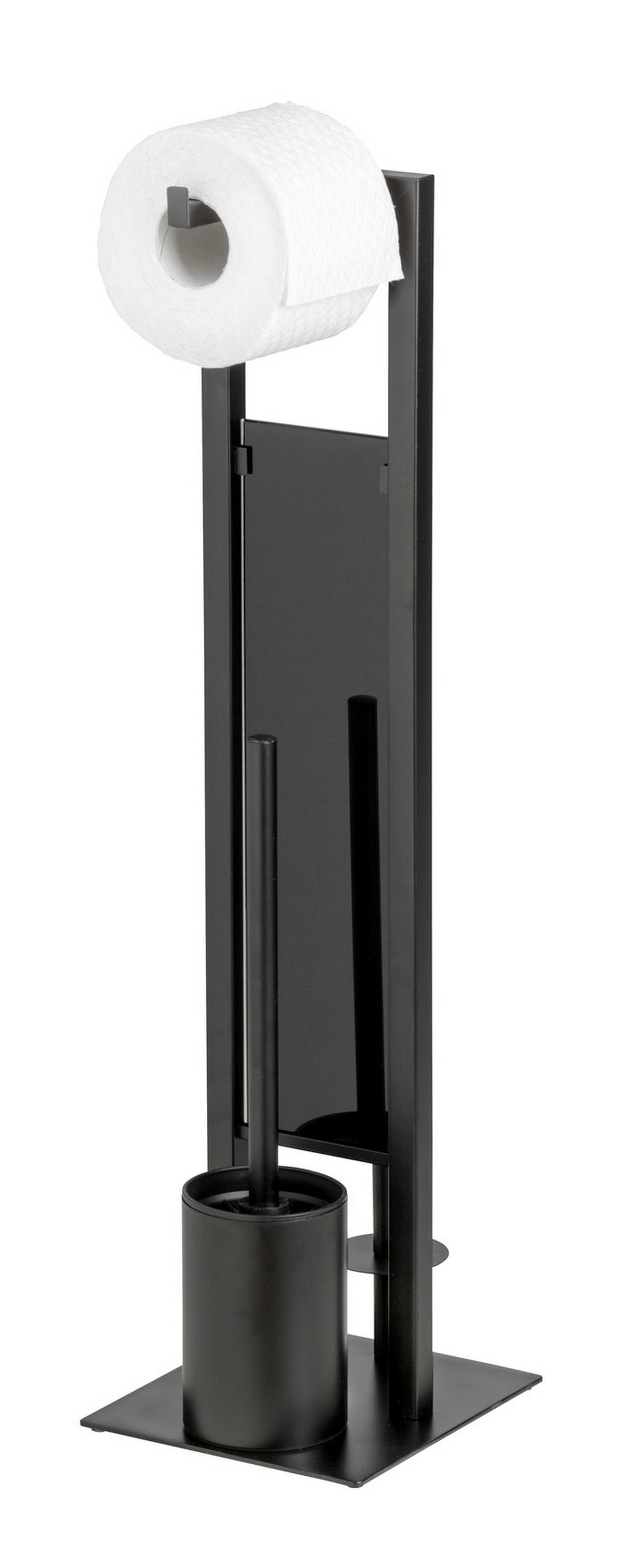 SET PENTRU WC metal, sticlă  - negru, Basics, plastic/sticlă (18/70/23cm) - Wenko