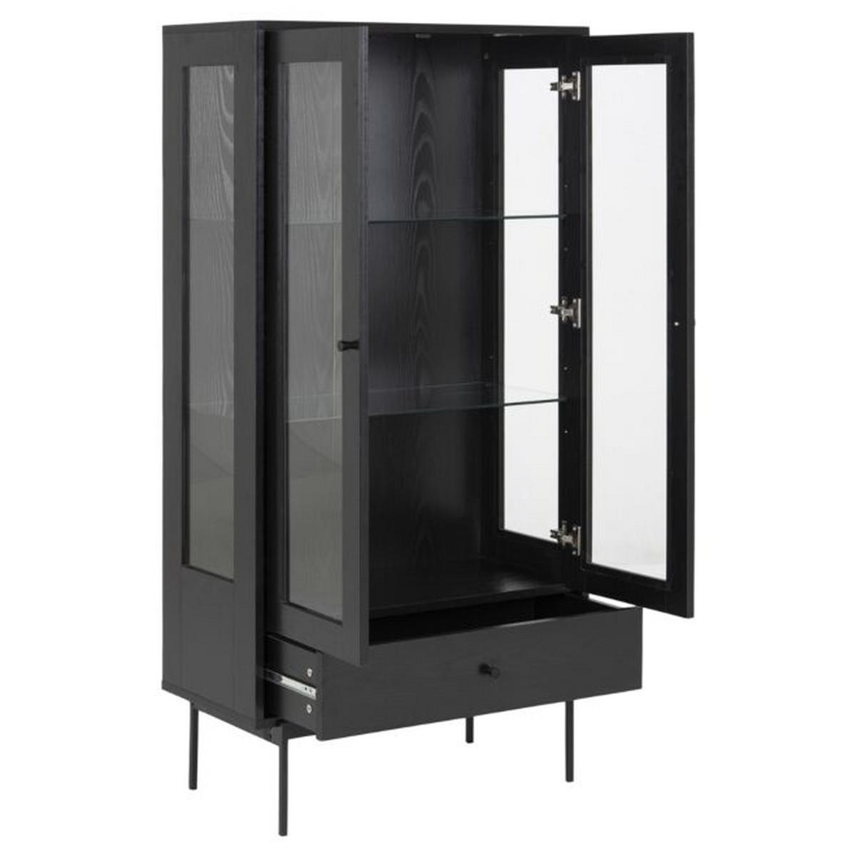 VITRINA 75/152/37,5 cm   - prozirno/crna, Konvencionalno, staklo/drvni materijal (75/152/37,5cm) - MID.YOU