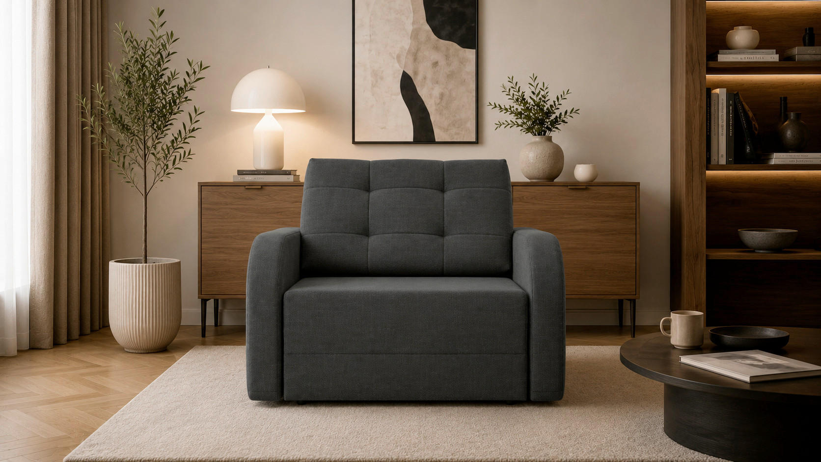SCHLAFSESSEL ARIZONA 80 Grau  inkl.  - Schwarz/Grau, Design, Kunststoff/Textil (100/90/101cm) - MID.YOU