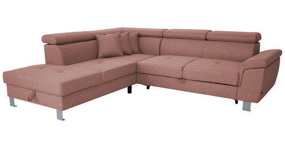 ECKSOFA inkl. Funktionen Hellrot Webstoff - Hellrot/Silberfarben, Design, Textil/Metall (226/257cm) - Xora