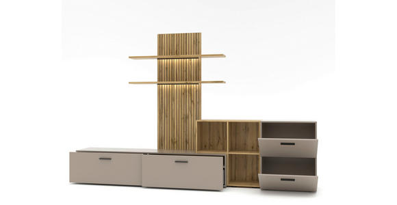 WOHNWAND  in Eichefarben, Greige  296/190/40 cm  - Greige/Eichefarben, MODERN, Holzwerkstoff/Kunststoff (296/190/40cm) - Carryhome