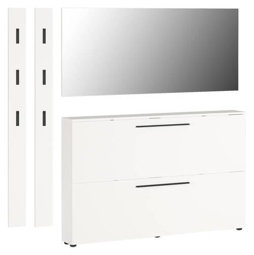 GARDEROBE 4-teilig  in 185/200/19 cm  - Weiss, Basics, Glas/Holzwerkstoff (185/200/19cm)