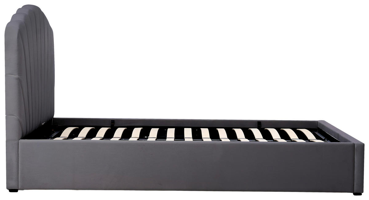 POLSTERBETT Lattenrost, Bettkasten 180/200 cm  in Grau  - Schwarz/Naturfarben, Trend, Holz/Kunststoff (180/200cm) - Ambia Home