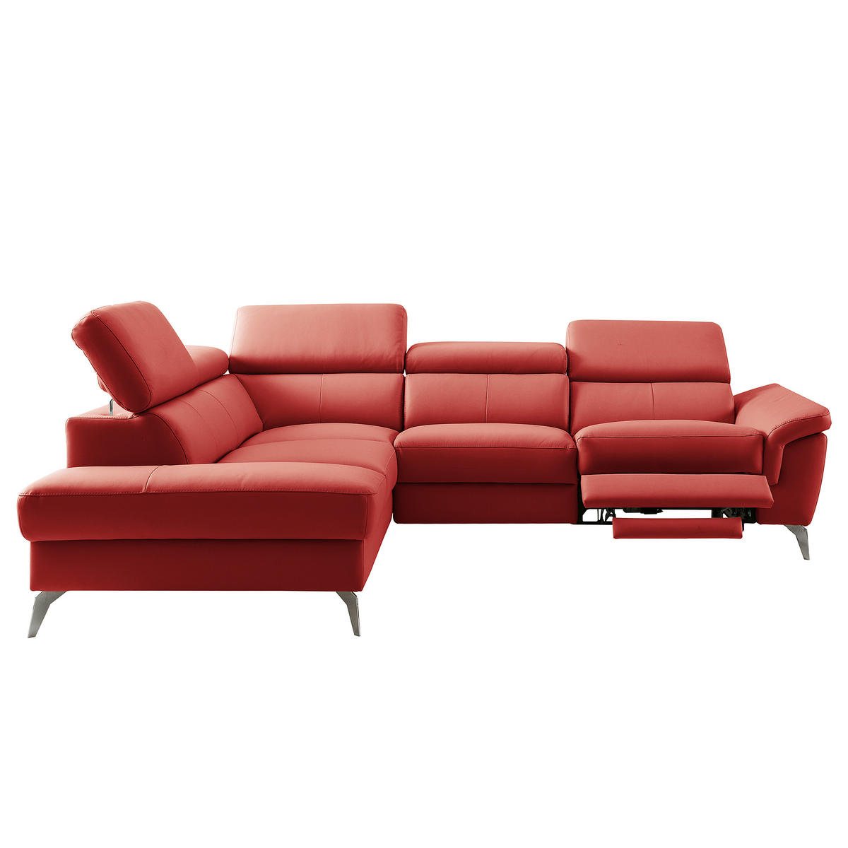 ECKSOFA  in Lederlook Echtleder Rot  210/265 cm  - Chromfarben/Rot, Design, Leder/Textil (210/265cm) - Livetastic