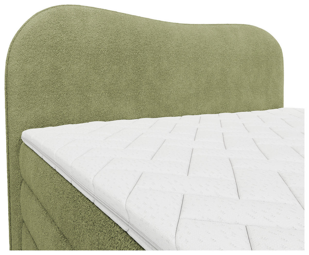 BOXSPRINGBETT 180/200 cm,  in Grün, gepolstertes Kopfteil, Bettkasten, Topper, Matratzen, H3 + H3 = fest  - Schwarz/Grün, Design, Holz/Holzwerkstoff (180/200cm) - Chameo