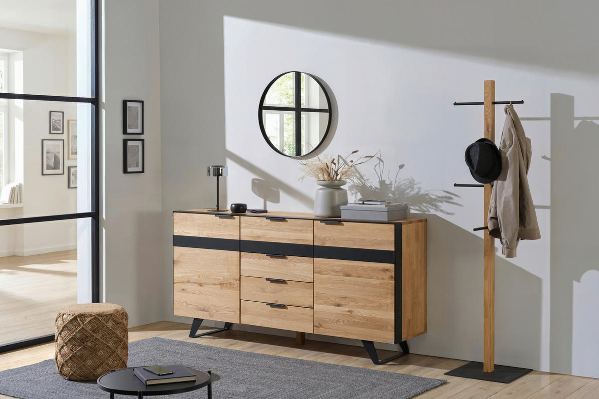 SIDEBOARD 181/80/42 cm  - Wildeiche/Schwarz, KONVENTIONELL, Holz/Holzwerkstoff (181/80/42cm) - Landscape