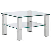 COUCHTISCH in Metall, Glas 75/75/42,5 cm  - Grau, Design, Glas/Kunststoff (75/75/42,5cm)