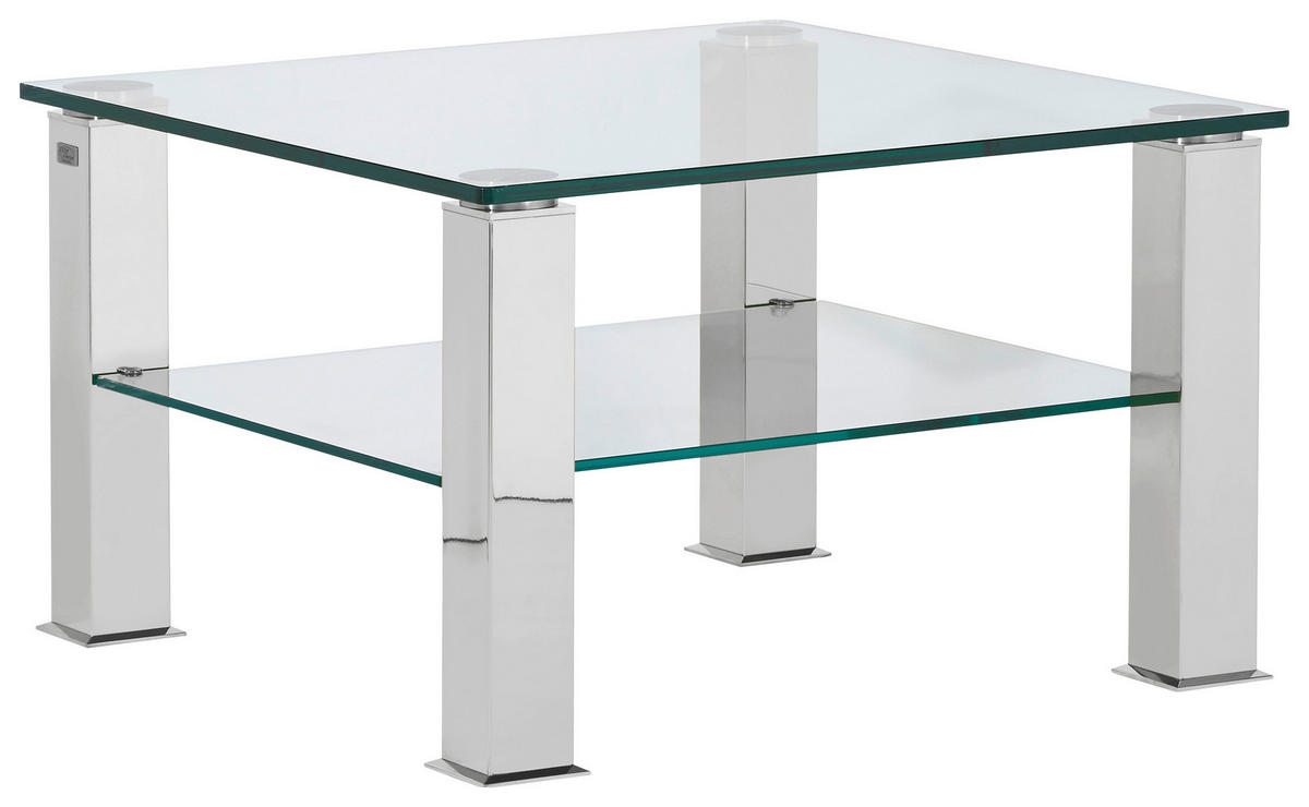 COUCHTISCH in Metall, Glas 75/75/42,5 cm  - Grau, Design, Glas/Kunststoff (75/75/42,5cm)