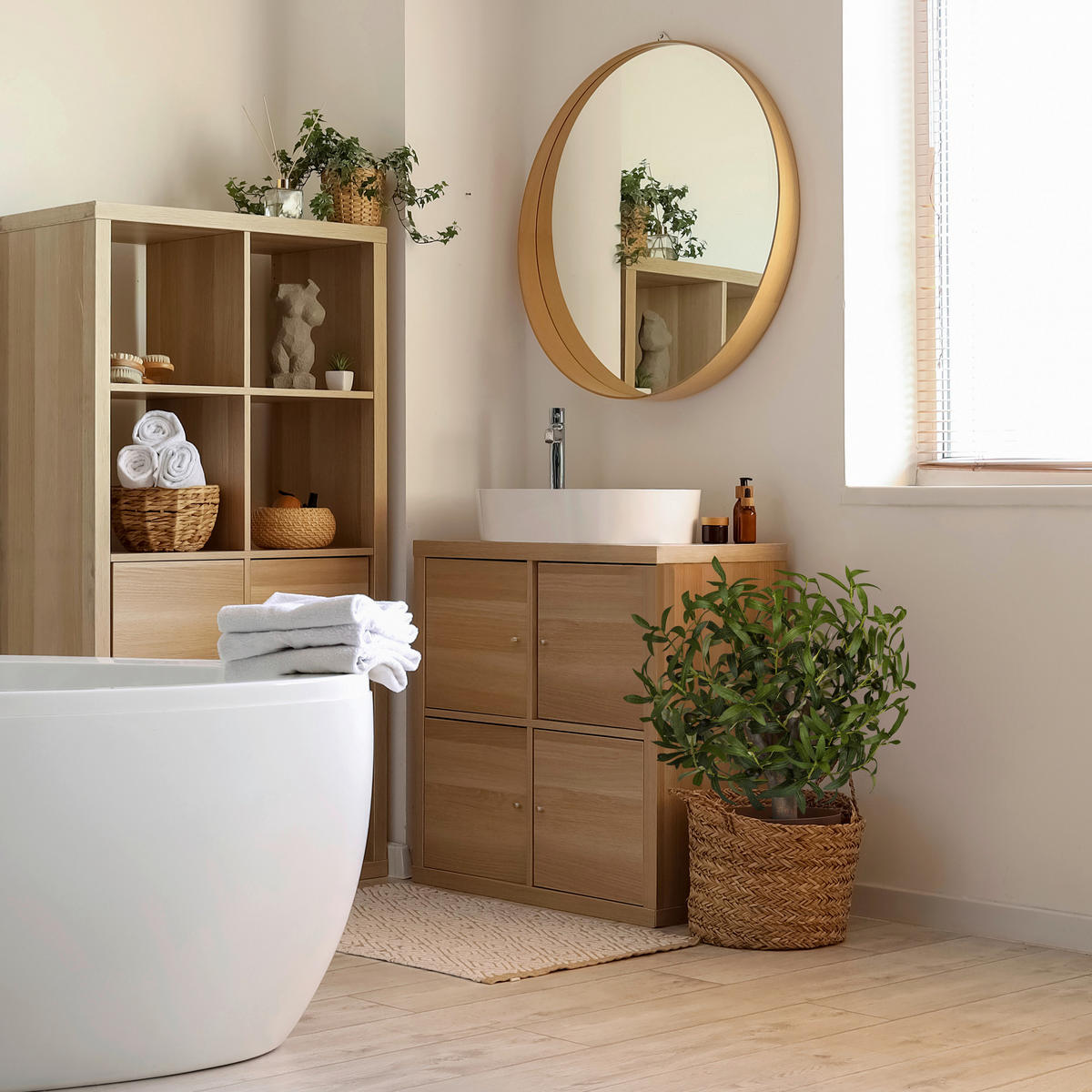 KUNSTPFLANZE Olive  - Schwarz/Braun, MODERN, Kunststoff (45/70/45cm) - MID.YOU