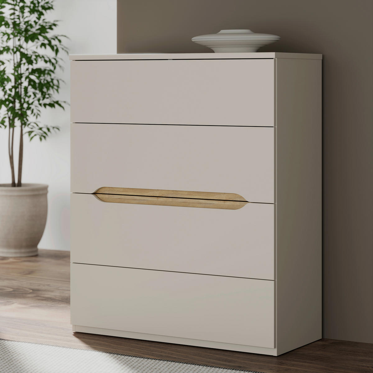 KOMODA, barve hrasta, peščene barve  - barve hrasta/peščene barve, Design, leseni material (95,1/114,7/41,5cm) - Hom`in