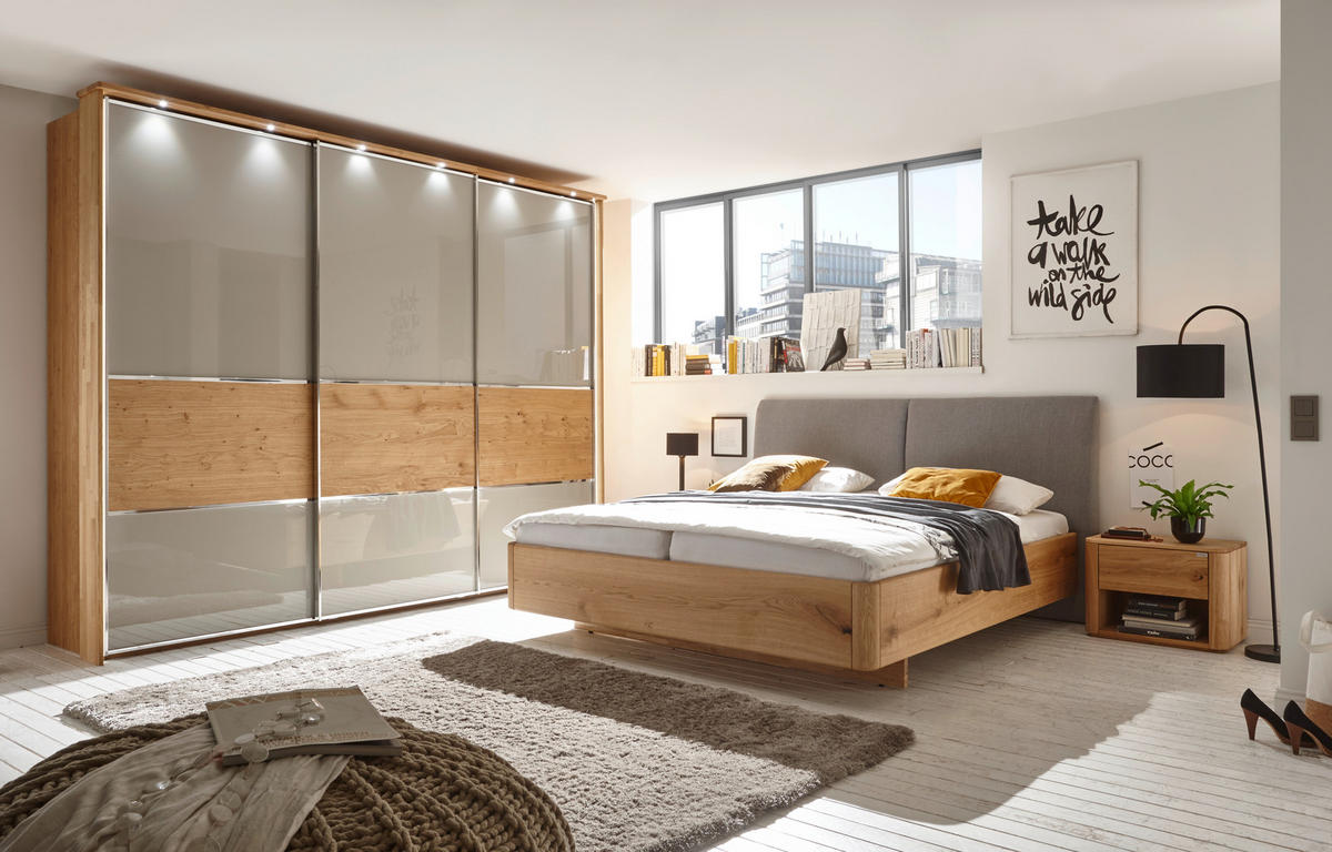 BETT 180/200 cm  in Anthrazit, Eichefarben  - Eichefarben/Anthrazit, KONVENTIONELL, Holz/Textil (180/200cm) - Valnatura