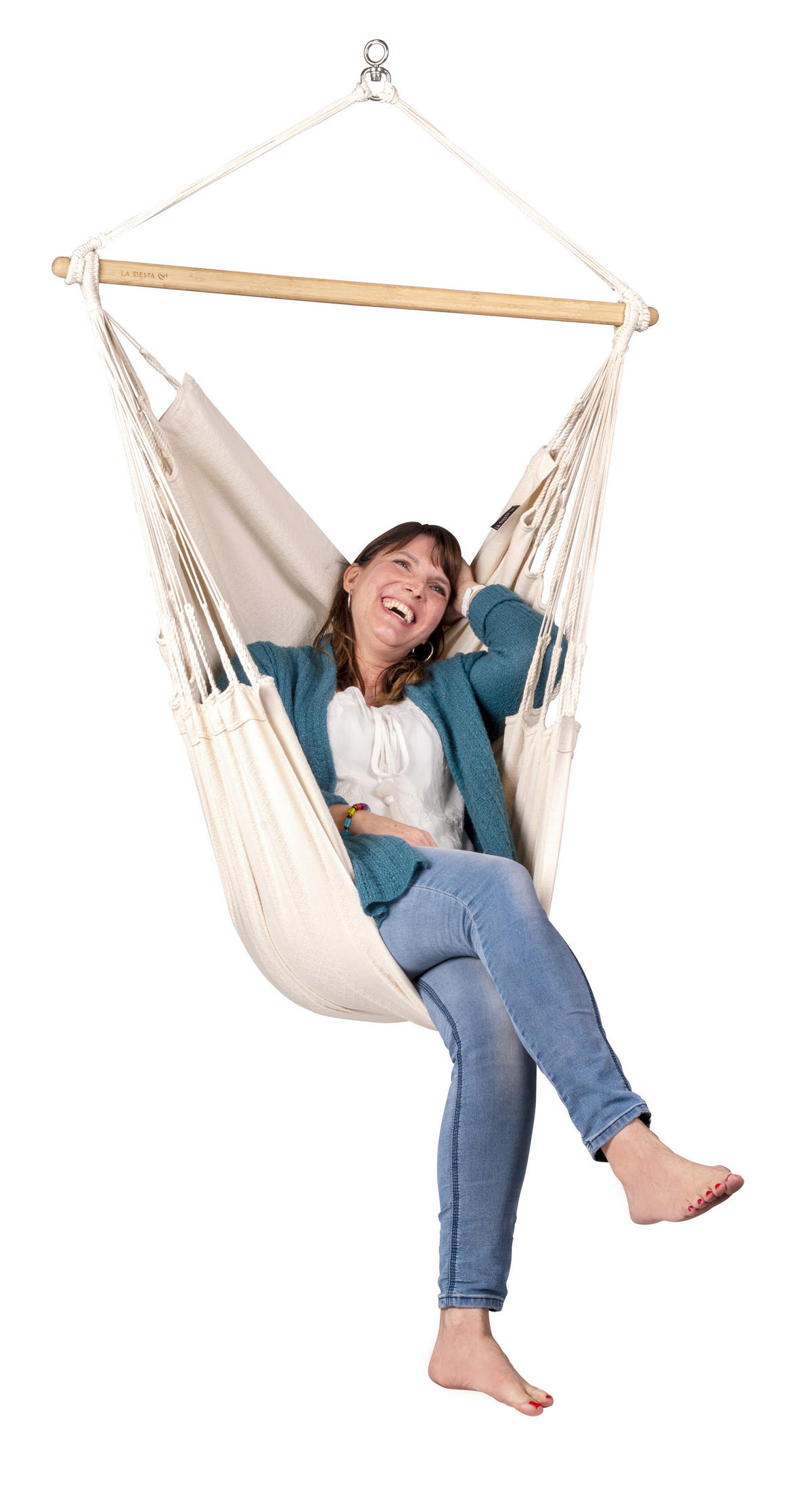 ZÁVĚSNÉ KŘESLO  - bílá, Konvenční, dřevo/textil (90/145/140cm) - La Siesta