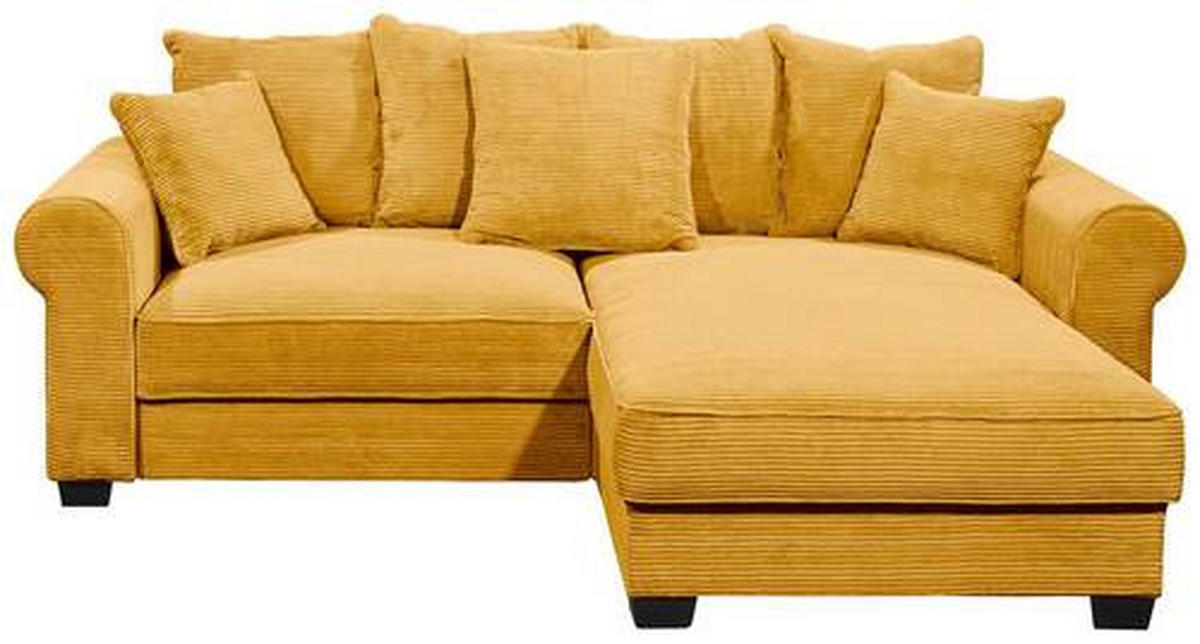 ECKSOFA Gelb Cord  - Gelb/Schwarz, KONVENTIONELL, Kunststoff/Textil (255/185cm) - Hom`in