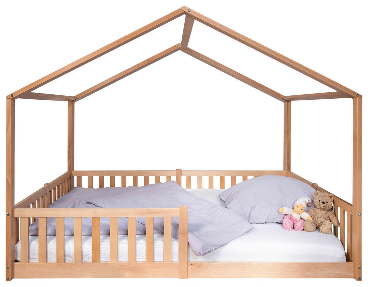 HAUSBETT  - Buchefarben, Basics, Holz (140/200/161cm) - tiSsi