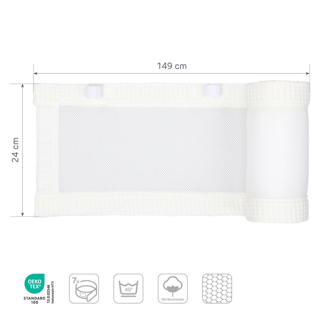 NESTCHEN babybay Nestchen 3D Mesh  - Weiß, Basics, Naturmaterialien (149/24/2cm) - Tobi