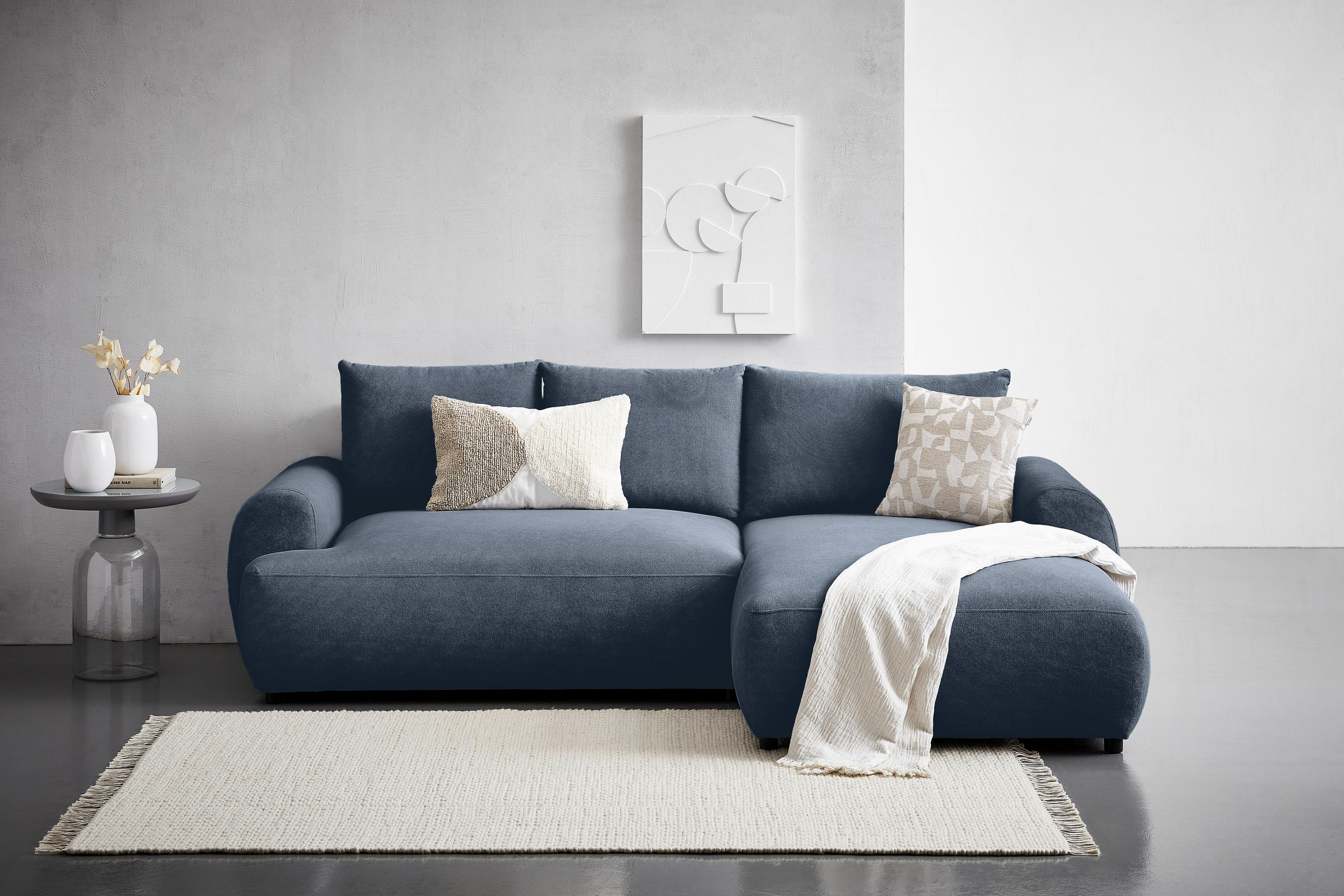 ECKSOFA Dunkelblau Webstoff  - Schwarz/Dunkelblau, MODERN, Kunststoff/Textil (265/175cm) - Carryhome
