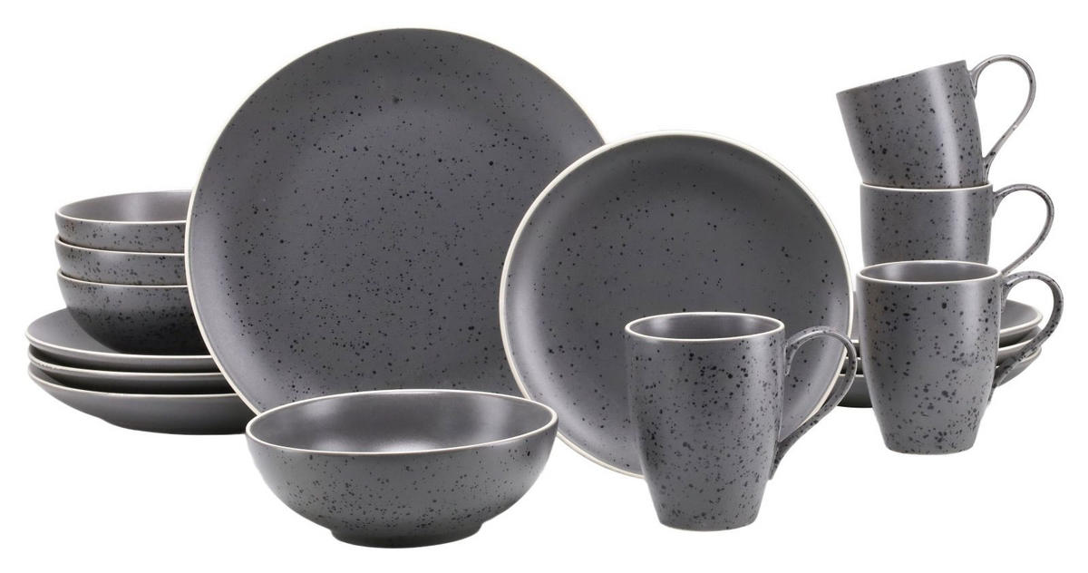 KOMPLETT SERVIS 16 delar  - antracit, Klassisk, keramik - Creatable