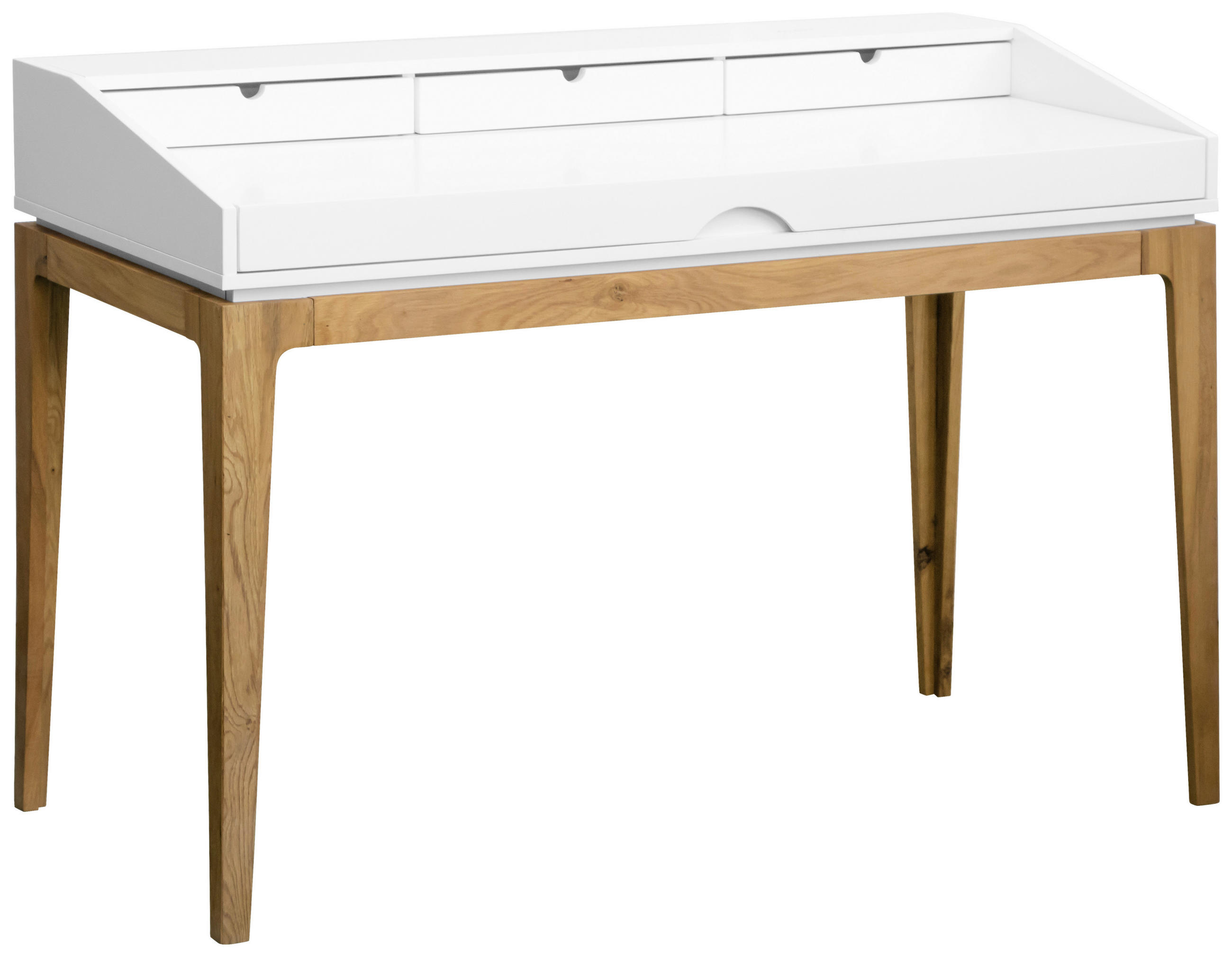 Novel Schreibtisch Weiß, Eiche 60x76.5-86x120 cm