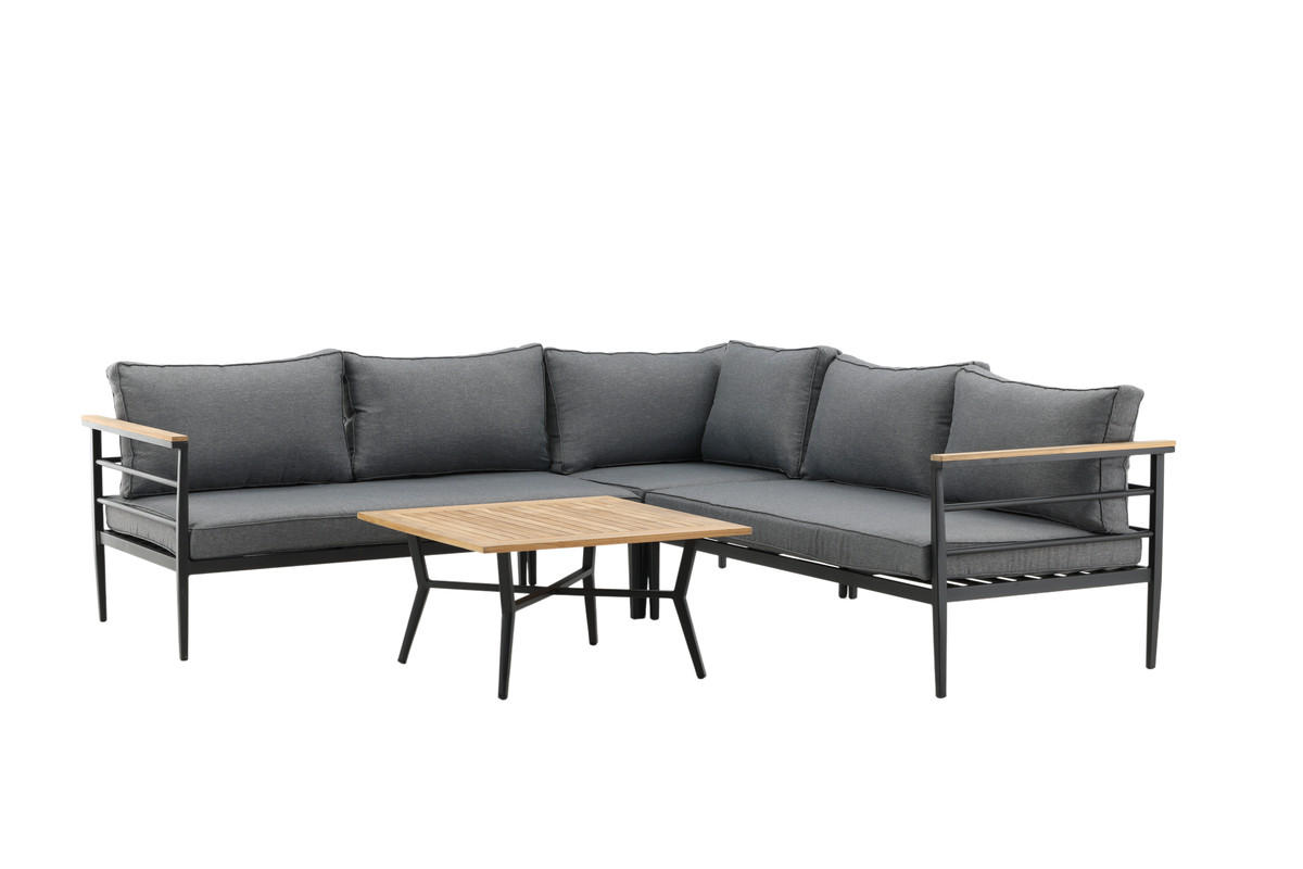 LOUNGEGRUPP 2 delar  - grå/svart, Basics, metall/trä (152/152/76cm)