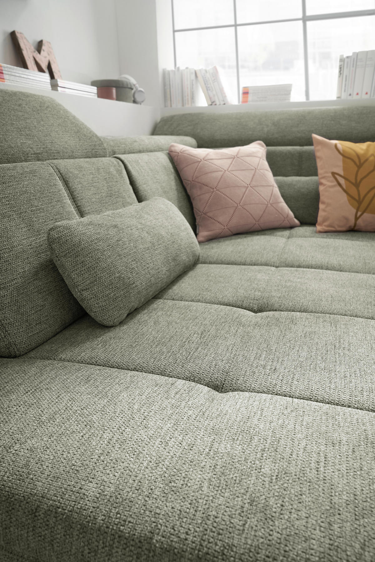 ECKSOFA Grün Webstoff  - Schwarz/Grün, KONVENTIONELL, Textil/Metall (220/314cm) - SetOne by Musterring