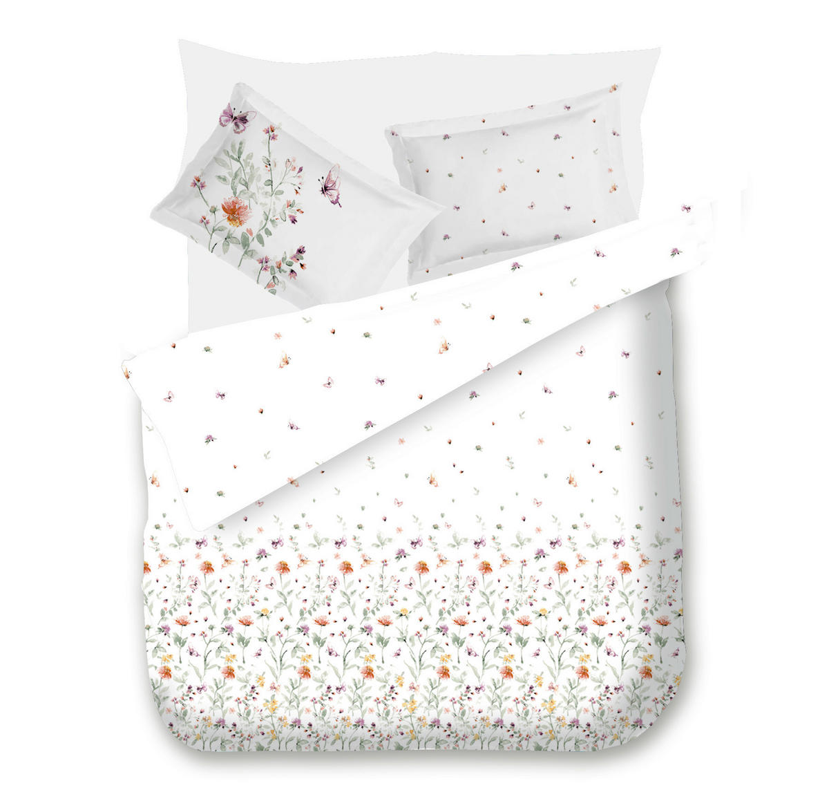 POSTELJINA 140/200 cm  FLORA  - narančasta/bijela, Konvencionalno, tekstil (140/200cm) - Esposa