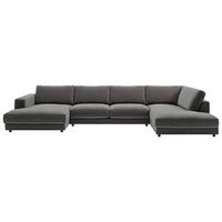WOHNLANDSCHAFT in Cord Dunkelgrau  - Dunkelgrau/Schwarz, Design, Kunststoff/Textil (190/425/224cm) - Pure Home Lifestyle