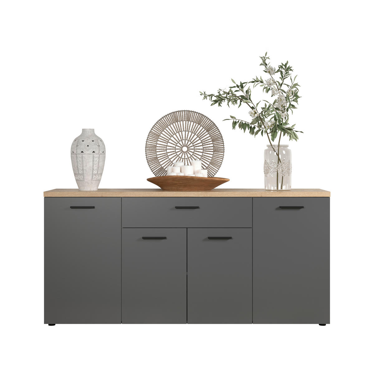 SIDEBOARD BAGGIO WO 180/85/40 cm 1 Schublade(n)  - Eichefarben/Anthrazit, Design, Holzwerkstoff/Kunststoff (180/85/40cm) - MID.YOU