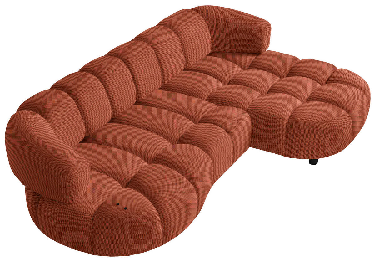 ECKSOFA in Webstoff Rostfarben  - Rostfarben/Schwarz, Design, Holz/Textil (284/183cm) - Welnova