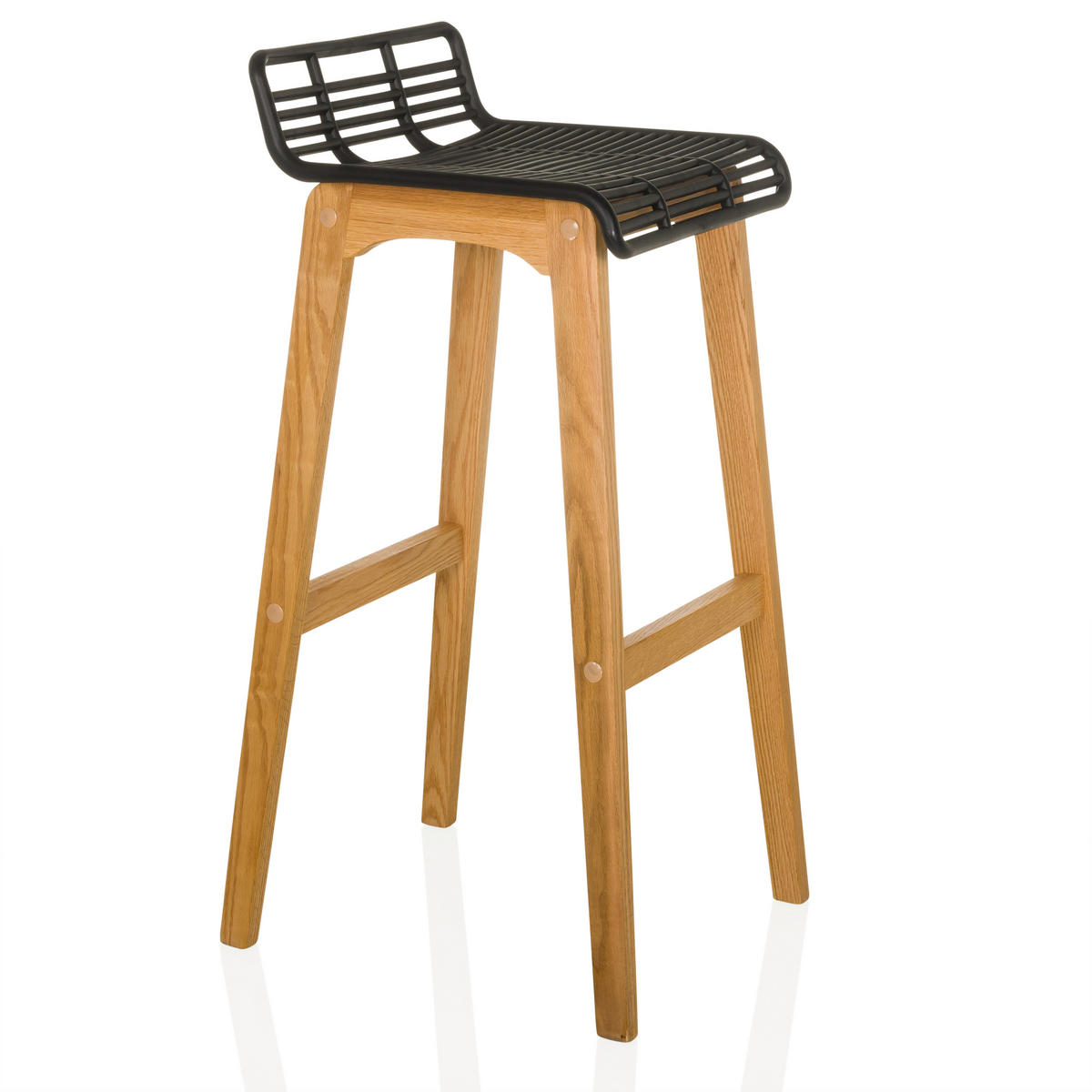 BARHOCKER in Kunststoff Schwarz, Eichefarben  - Eichefarben/Schwarz, MODERN, Holz/Kunststoff (40/88/46cm) - MID.YOU