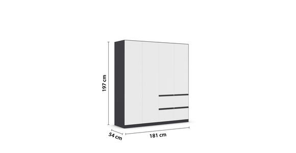 KLEIDERSCHRANK 4-türig Grau, Weiß  - Weiß/Grau, KONVENTIONELL, Holzwerkstoff/Kunststoff (181/197/54cm) - Xora