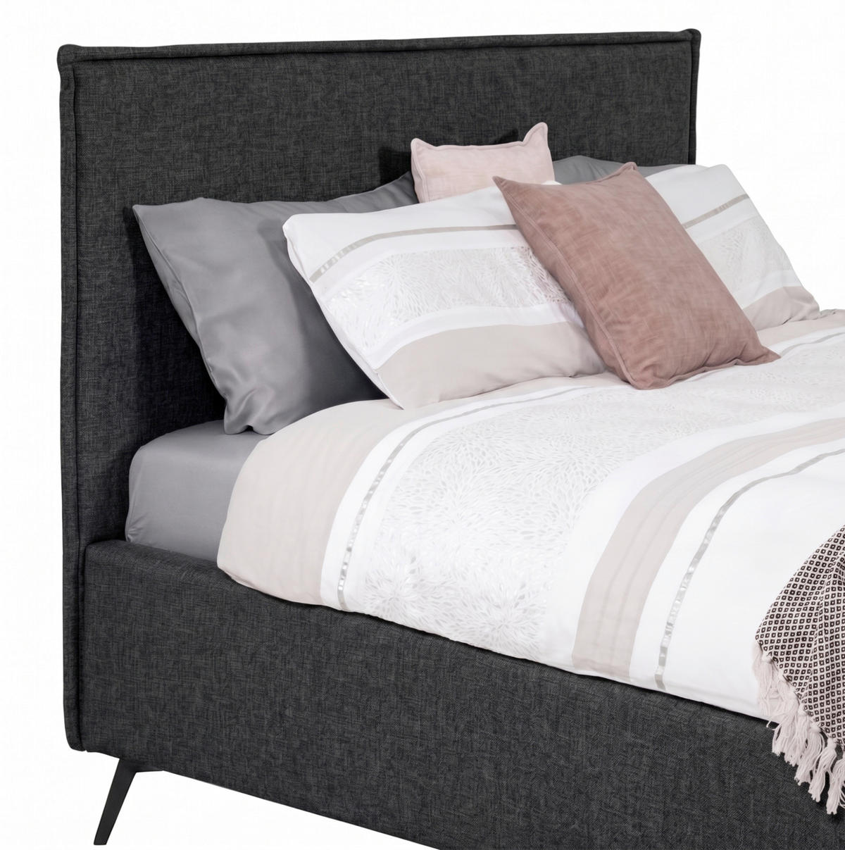 POLSTERBETT Dunkelgrau 180/200 cm  - Dunkelgrau/Schwarz, MODERN, Holz/Textil (180/200cm) - MID.YOU