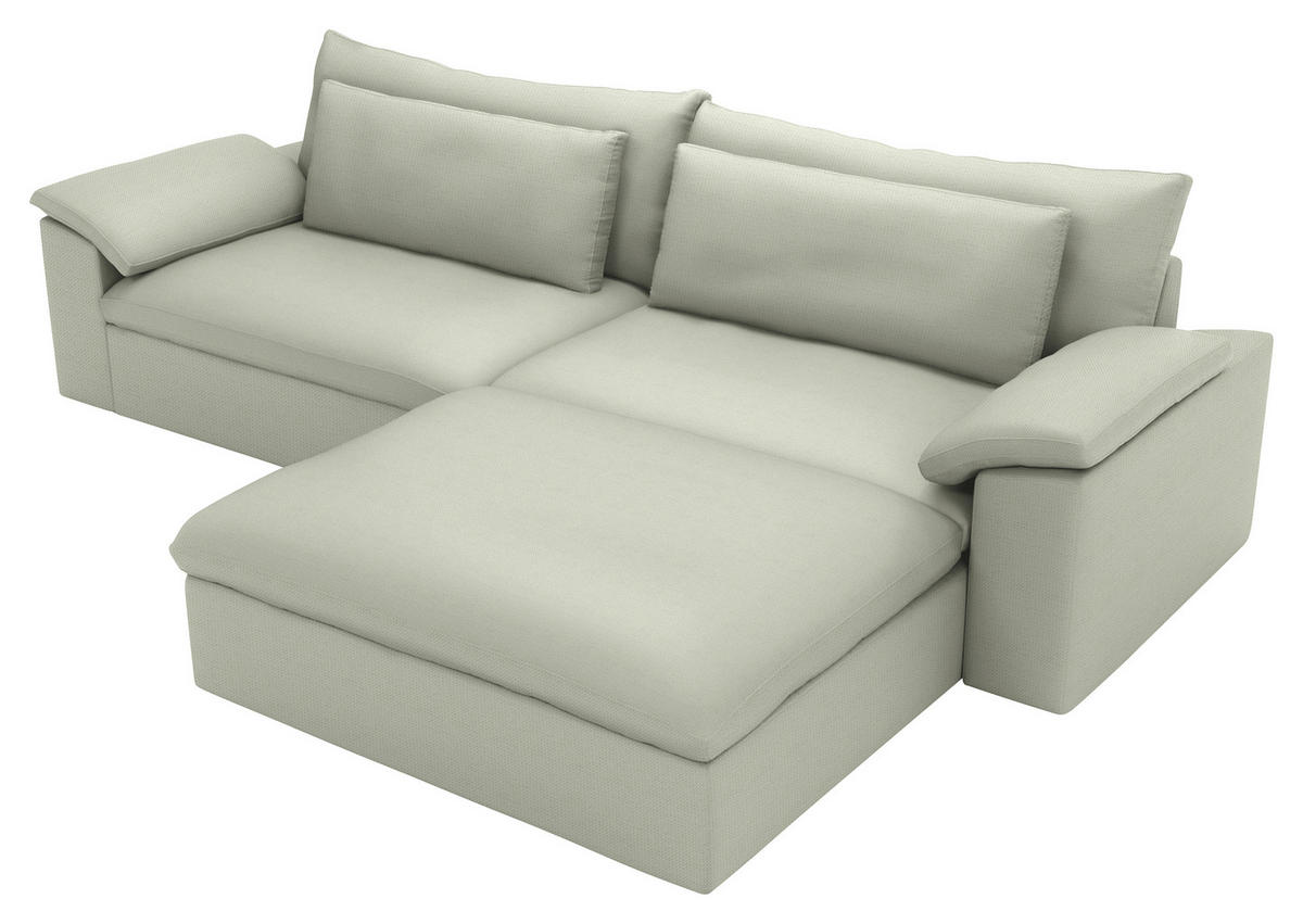 ECKSOFA  Chenille Sandfarben  - Sandfarben/Schwarz, Modern, Kunststoff/Textil (306/198cm) - Carryhome