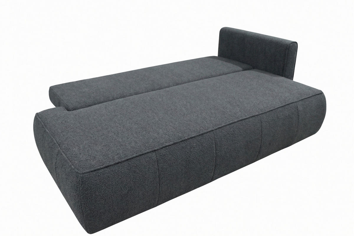 RÉCAMIERE HEVIA in Bouclé Grau  inkl.  - Schwarz/Grau, Design, Kunststoff/Textil (235/97/98cm) - MID.YOU