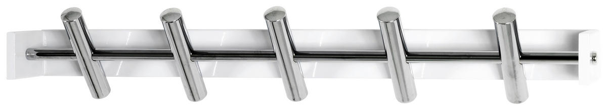 HAKENLEISTE  in Weiß, Chromfarben  - Chromfarben/Weiß, Design, Metall (60/10/10cm)