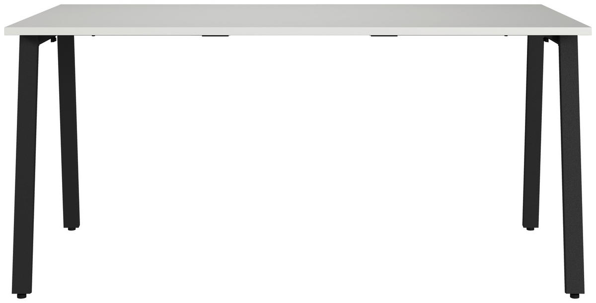 SCHREIBTISCH 160/80/75 cm  in Schwarz, Hellgrau  - Hellgrau/Schwarz, MODERN, Holzwerkstoff/Metall (160/80/75cm) - Novel