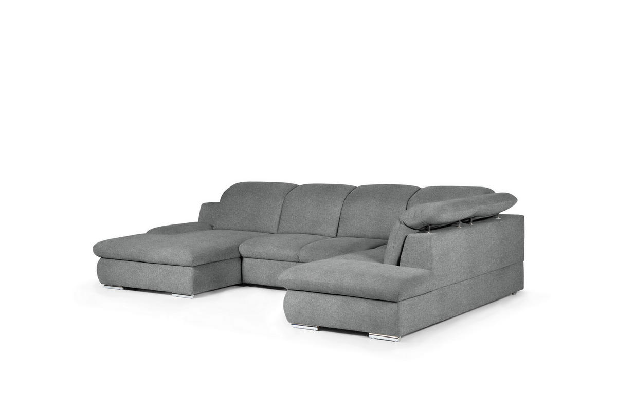 WOHNLANDSCHAFT in Chenille Dunkelgrau  - Chromfarben/Dunkelgrau, Design, Textil/Metall (165/353/212cm) - Livetastic